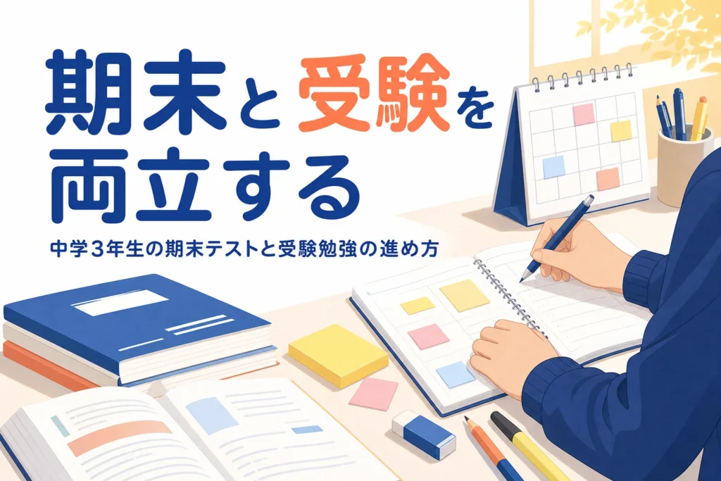 中学3年生が期末テストと受験勉強を両立させる進め方を解説する記事のアイキャッチ
